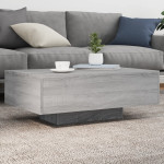 vidaXL Klubska mizica z LED lučkami siva sonoma 85x55x31 cm