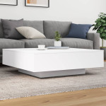vidaXL Klubska mizica z LED lučmi bela 100x100x31 cm