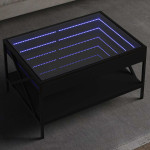 vidaXL Klubska mizica z neskončnimi LED črna 70x50x38 cm