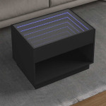 vidaXL Klubska mizica z neskončnimi LED črna 70x50x50 cm