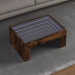 vidaXL Klubska mizica z neskončnimi LED dimljen hrast 70x50x30 cm