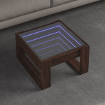 vidaXL Klubska mizica z neskončnimi LED rjavi hrast 50x53x30 cm