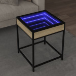 vidaXL Klubska mizica z neskončnimi LED sonoma hrast 40x40x51 cm