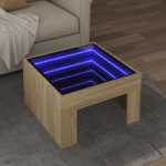 vidaXL Klubska mizica z neskončnimi LED sonoma hrast 50x50x30 cm