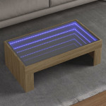 vidaXL Klubska mizica z neskončnimi LED sonoma hrast 90x50x30 cm