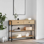 vidaXL Konzolna mizica sonoma hrast 100x25x75 cm inženirski les