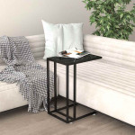 vidaXL Računalniška stranska mizica črn marmor 50x35x65 cm steklo