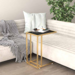 vidaXL Računalniška stranska mizica črna 50x35x65 cm kaljeno steklo
