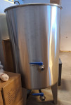 inoks sod 500 L s pokrovom - 2x loputni ventil, CIP krogla