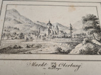 Stara litografija Gornji Grad ca 1834 leto, Markt Oberburg in Unterste