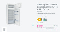 POVSEM NOV!!! Vgradni hladilnik z zamrzovalnikom, višine 145 cm
