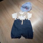 Novo, komplet hlače romper, kratke in srajčka za novorojenčka 50 - 56