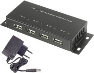 4-vratni USB 2.0 razdelilnik, kovinsko ohišje, za montažo na steno