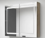 Greatstore LED kopalniška omarica z ogledalom hrast 80x12x68 cm