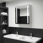 vidaXL LED kopalniška omarica z ogledalom 60x14x62 cm
