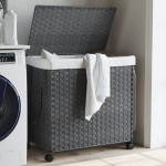vidaXL Košara za perilo s kolesi siva 60x35x60,5 cm ratan