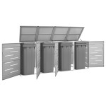 vidaXL Lopa za 4 smetnjake 276,5x77,5x115 cm nerjaveče jeklo
