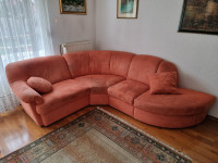 Kotna sedežna garnitura iz oranžne alcantare