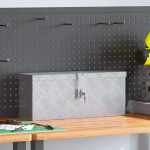 vidaXL Skrinja iz aluminija 48,5x14x20 cm sive barve