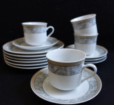 Bohemia komplet desertnih krožnikov in skodelic s krožnički