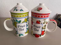 Komplet dveh prekrasnih skodelic s cedilom