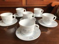 Čajni  kavni servis - komplet šestih skodelic in krožnikov iz akropala