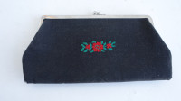 Vintage denarnica ali kozmetična torbica, 21 cm, našit vzorček