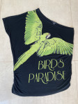 Odbita MAJICA papiga BIRDS PARADISE črna - vel. XS - kot NOVO