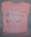 Dekliška majica z resicami s kratkimi rokavi 134-140 cm, 7-10 let