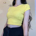 Živahno rumena cropped kratka majica S