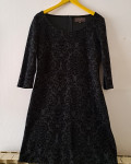 Črna ženska obleka, žamet vzorec, XL