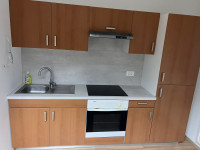 Kuhinja 260 cm z napo, kuhalno ploščo, pečico, koritom in hladilnikom