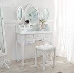 Toaletna mizica s 7 predali, ogledalom in taburejem - z dostavo