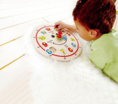 Otroška lesena ura za učenje ure in številk / vstavljanka