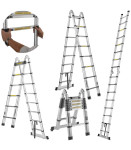 GEKO G02449 Aluminijasta zgibna teleskopska lestev 5m, 150kg