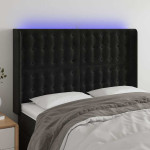vidaXL LED posteljno vzglavje črno 147x16x118/128 cm žamet