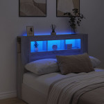 vidaXL LED posteljno vzglavje siva sonoma 140x18,5x103,5 cm inž. les