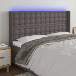 vidaXL LED posteljno vzglavje sivo 183x16x118/128 cm umetno usnje