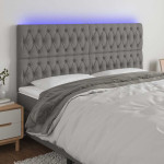 vidaXL LED posteljno vzglavje temno sivo 180x7x118/128 cm blago