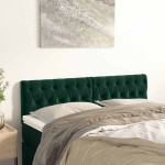 vidaXL Posteljno vzglavje temno zelena 144x7x78/88 cm žametna