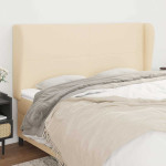 vidaXL Vzglavje z ušesi krem 183x23x118/128 cm blago