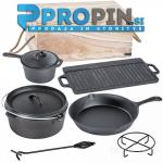 Lonec, posoda, iz litega železa, 7-delni set, lito železo