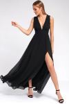 Črna ženska obleka Heavenly Hues Black Maxi Dress -50% Maturantska