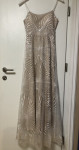 Elegantna bež srebrna maturantska obleka S