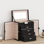 vidaXL Jewellery Box 5-Layer z ogledalom zaklenljivo črno