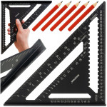 Velik alu. mizarski kotnik 300x300x450mm črn in svinčniki