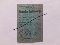 PARTIZANSKA ŠOFERSKA LEGITIMACIJA 1943 kopija