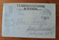 Vojno poštna dopisnica Divača 1916 avstro ogrska