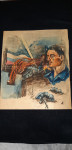 WW2 SLOVENSKO DOMOBRANSTVO SLIKA  AKVAREL DOMOBRANEC 17X20CM