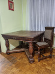 Starinska miza + 6 stolov